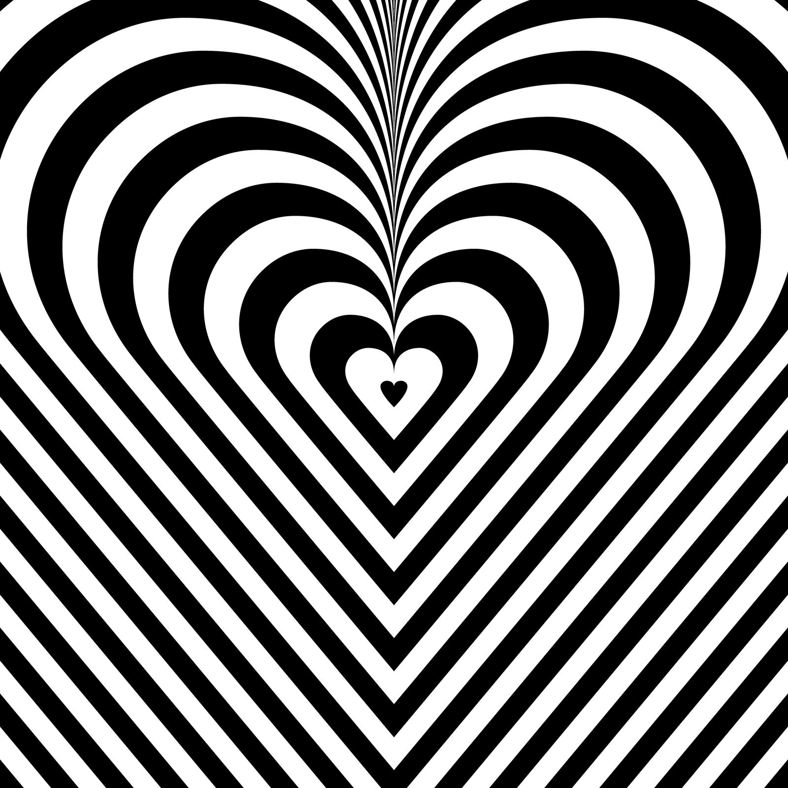 Monochrome Psychedelic retro groove background shape heart